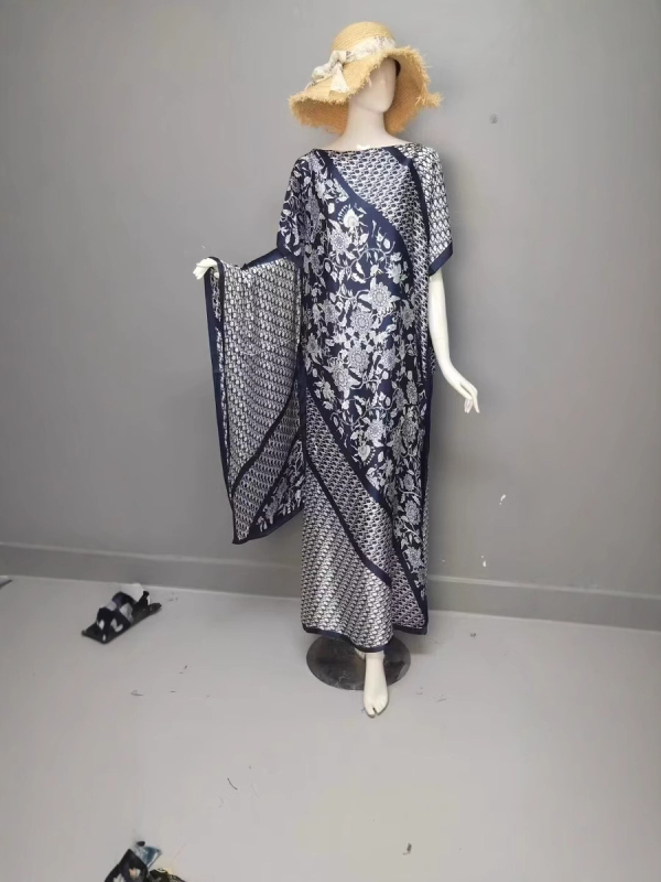 Rochie abaya musulmană, satin-imitație de mătase, poliester, conținut 95%+, imprimare, mâneci trei sferturi