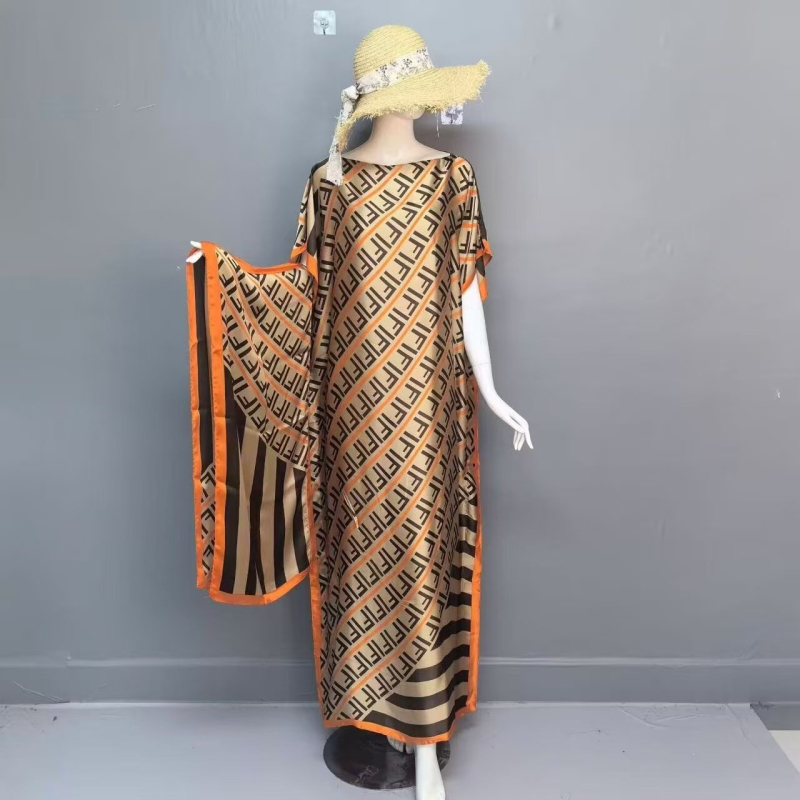 Rochie abaya musulmană, satin-imitație de mătase, poliester, conținut 95%+, imprimare, mâneci trei sferturi