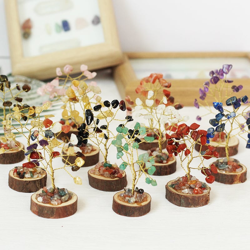 Muniro Кристално Дърво на Живота и Дърво на Богатството – комплект за офис и дом, модерен минимализъм, кристал, картонена опаковка