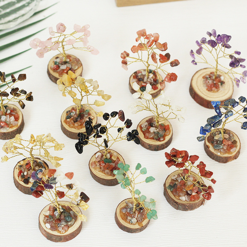 Muniro Кристално Дърво на Живота и Дърво на Богатството – комплект за офис и дом, модерен минимализъм, кристал, картонена опаковка