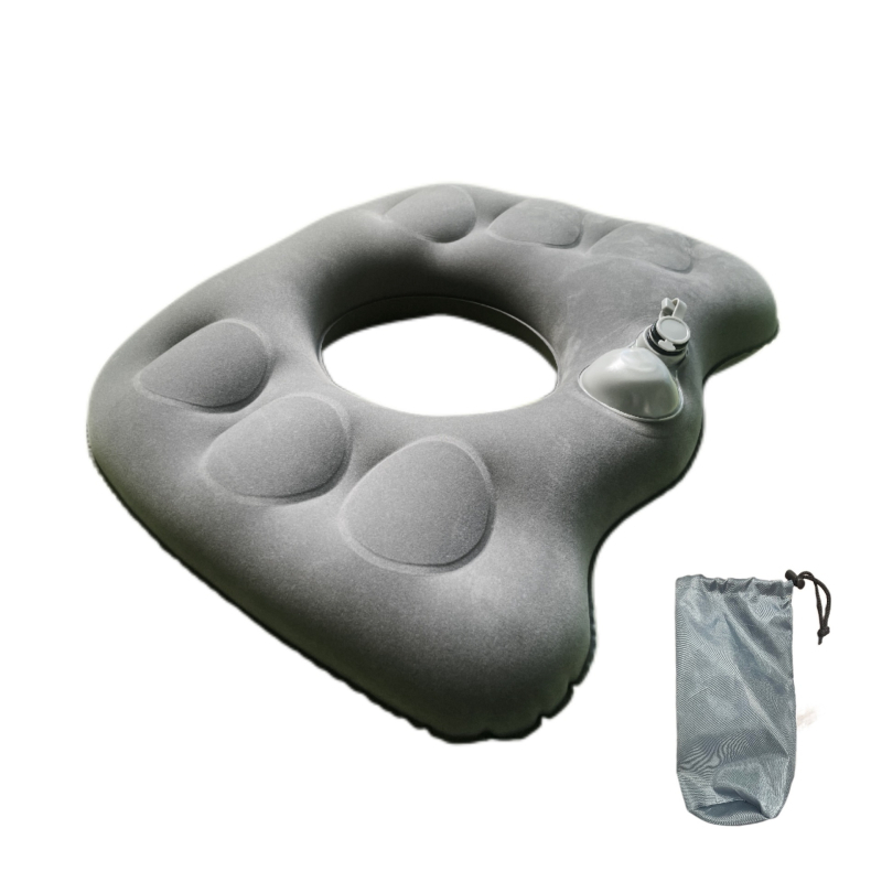 Hosszú üléshez tervezett párna plüss flockos felülettel, üreges kialakítás decubitus elleni, TEP töltet