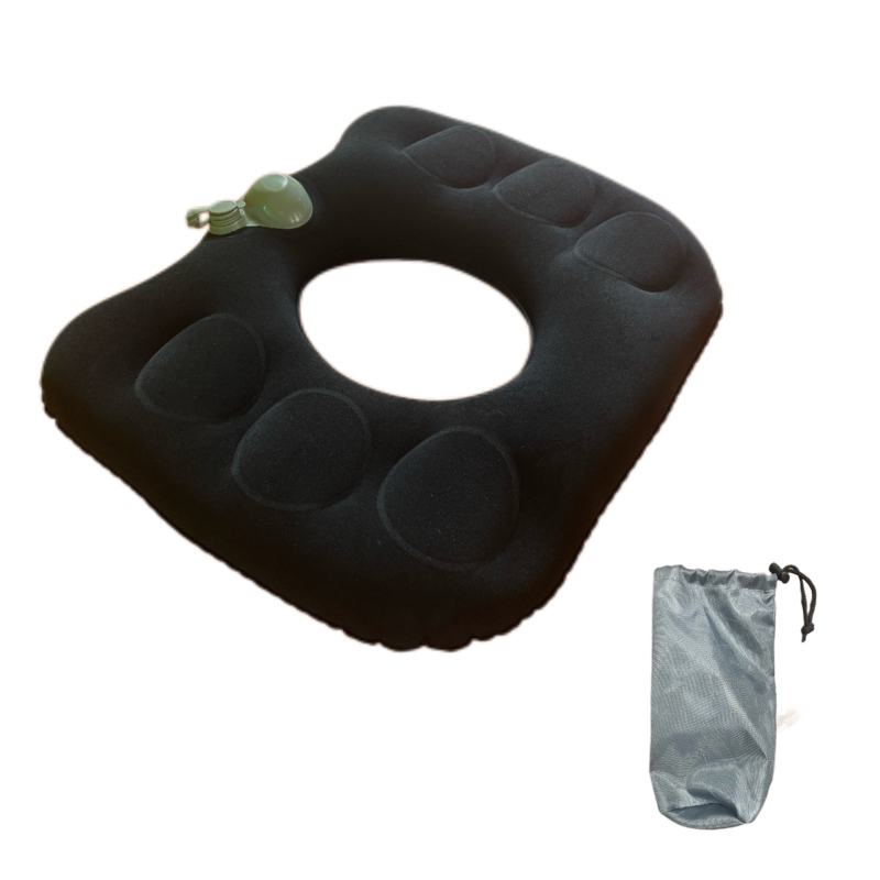 Hosszú üléshez tervezett párna plüss flockos felülettel, üreges kialakítás decubitus elleni, TEP töltet