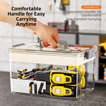 Κουτί εργαλείων από PET, με διαχωριστικά, διαφανές διπλού επιπέδου αποθήκευσης, 35 L χωρητικότητα, μοντέλο MM-8001
