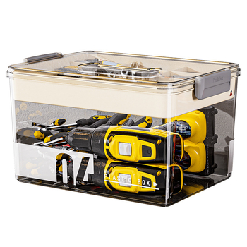 Κουτί εργαλείων από PET, με διαχωριστικά, διαφανές διπλού επιπέδου αποθήκευσης, 35 L χωρητικότητα, μοντέλο MM-8001