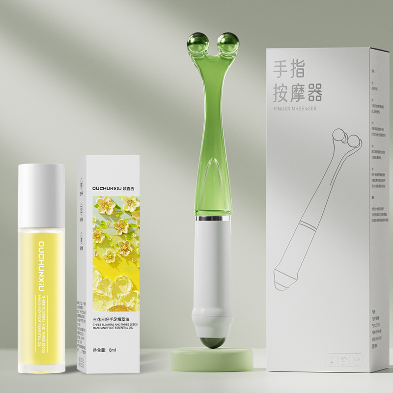 Ujjmasszírozó mágneses golyókkal, klipsz-stílusú ujjízületi masszírozó, súly 62 g, nyomtatott logó, testreszabás elérhető.