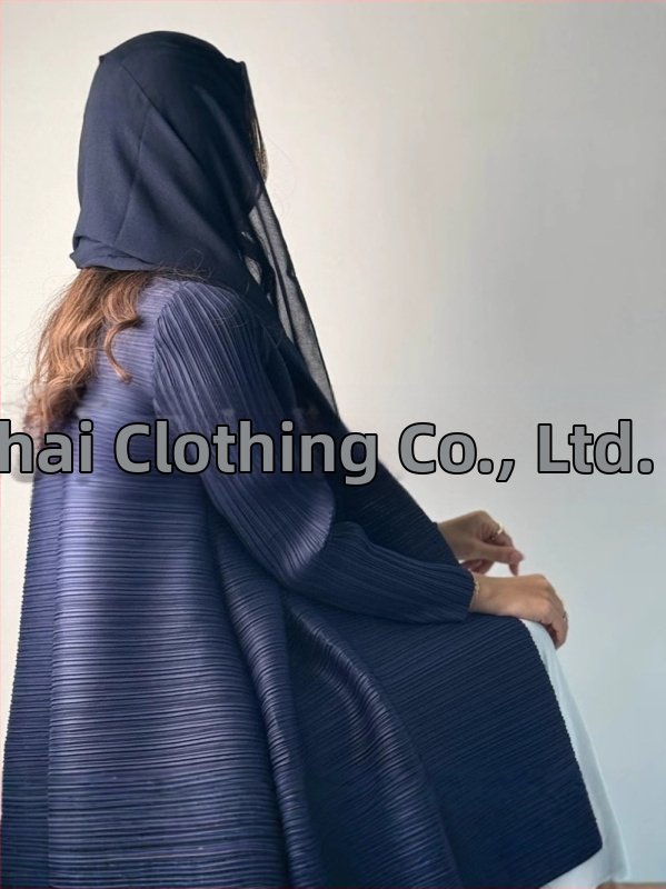 Арабска абая с плисиран принт, дълги ръкави, удължена дължина, закопчаване с връзка, намачкана полиестерова материя