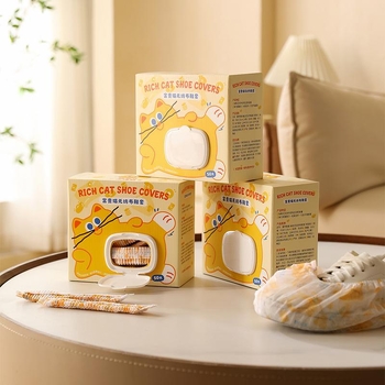 Κάλυμματα παπουτσιών για οικιακή χρήση, παχύ μη υφαντό ύφασμα, μιας χρήσης, εσωτερικοί χώροι, με σχέδιο γάτας