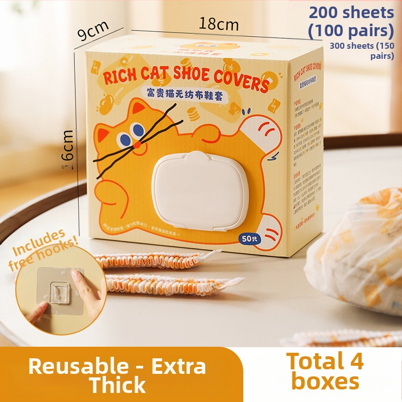 Κάλυμματα παπουτσιών για οικιακή χρήση, παχύ μη υφαντό ύφασμα, μιας χρήσης, εσωτερικοί χώροι, με σχέδιο γάτας