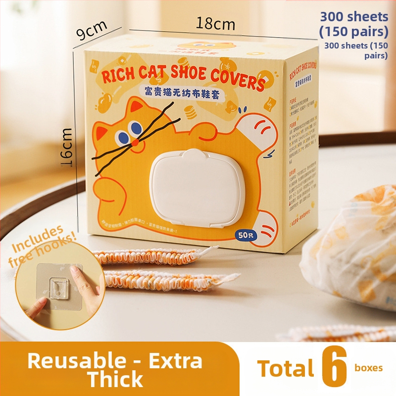 Κάλυμματα παπουτσιών για οικιακή χρήση, παχύ μη υφαντό ύφασμα, μιας χρήσης, εσωτερικοί χώροι, με σχέδιο γάτας