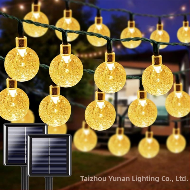 Saulės energijos krištolo rutulių vėrinys su žvaigždutėmis lauko kiemo dekoracijai, augalo forma, 3.6W, IP65, LX-201, nuotolinis valdiklis