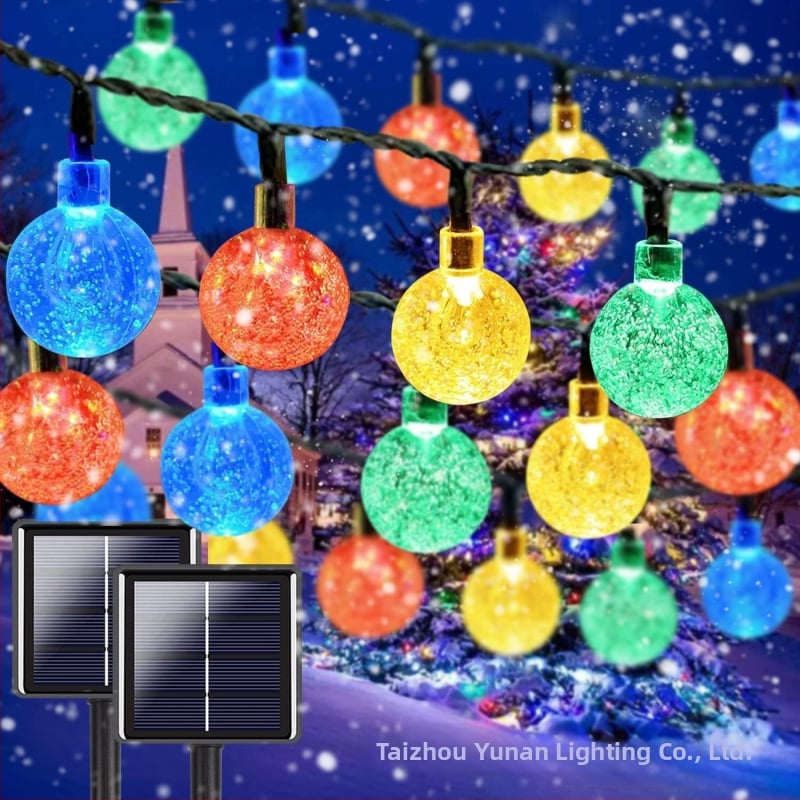 Saulės energijos krištolo rutulių vėrinys su žvaigždutėmis lauko kiemo dekoracijai, augalo forma, 3.6W, IP65, LX-201, nuotolinis valdiklis