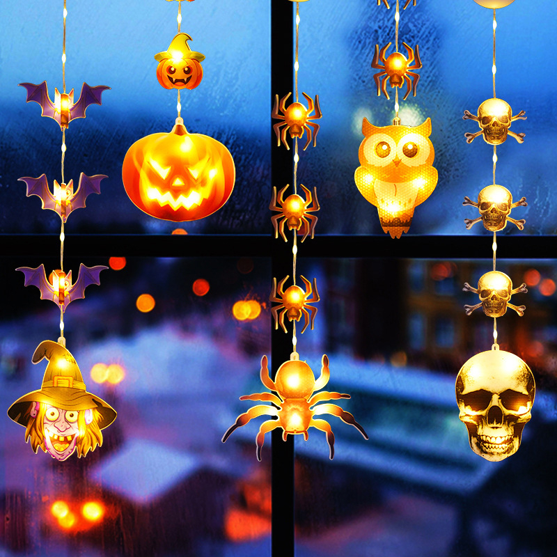 LED naktinė lemputė Helovyno tema su siurbtuko kabinimu, įdiegta baterija, plastikinis gaubtas, jungiklis, aplinkos šviesa