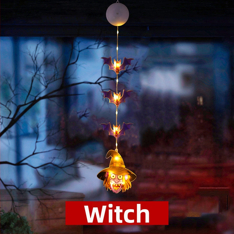 LED naktinė lemputė Helovyno tema su siurbtuko kabinimu, įdiegta baterija, plastikinis gaubtas, jungiklis, aplinkos šviesa