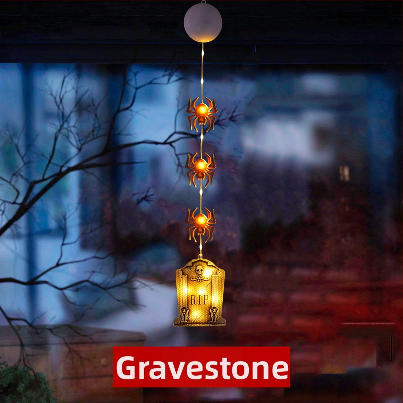 LED naktinė lemputė Helovyno tema su siurbtuko kabinimu, įdiegta baterija, plastikinis gaubtas, jungiklis, aplinkos šviesa