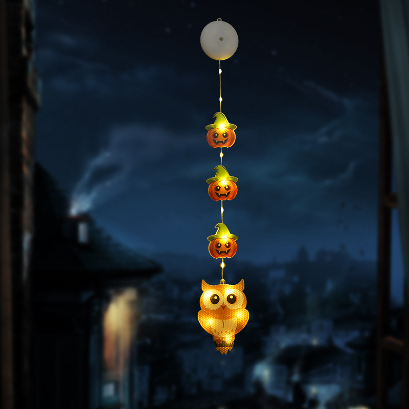 LED naktinė lemputė Helovyno tema su siurbtuko kabinimu, įdiegta baterija, plastikinis gaubtas, jungiklis, aplinkos šviesa