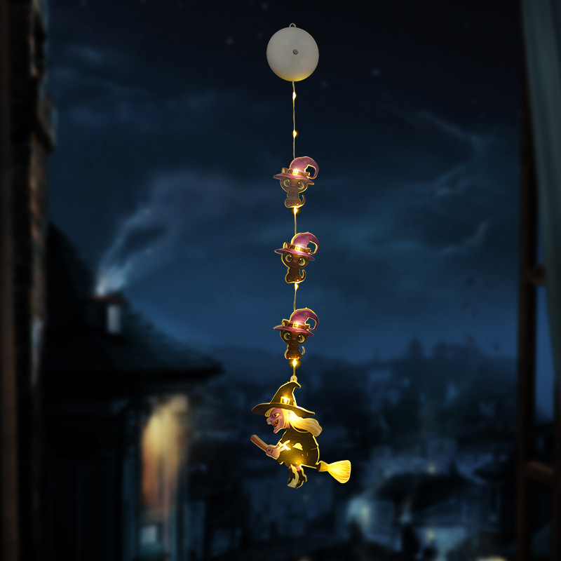 LED naktinė lemputė Helovyno tema su siurbtuko kabinimu, įdiegta baterija, plastikinis gaubtas, jungiklis, aplinkos šviesa