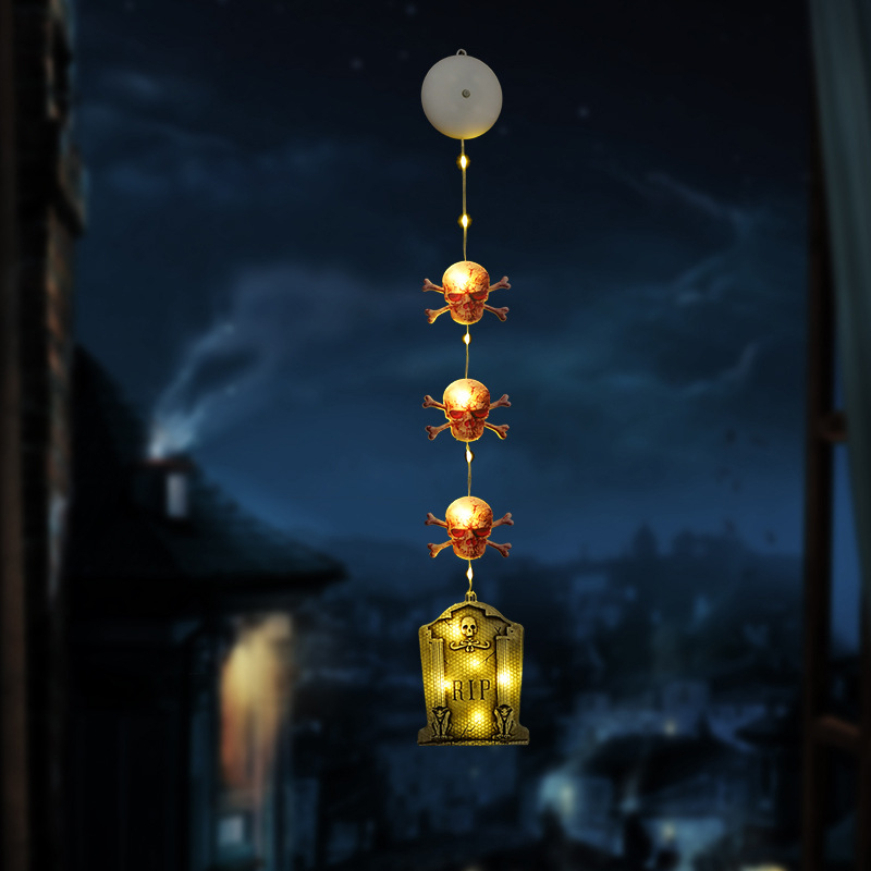 LED naktinė lemputė Helovyno tema su siurbtuko kabinimu, įdiegta baterija, plastikinis gaubtas, jungiklis, aplinkos šviesa