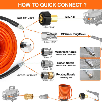Aukšto slėgio plovimo drenažo žarnos rinkinys, PVC, 1,5 kg, prekės ženklas Other