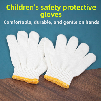Vaikų medvilninės apsauginės pirštinės, neslystančios, cartoon stiliaus, skirtos sodininkystei ir lengvoms užduotims, amžius 3-12 metų
