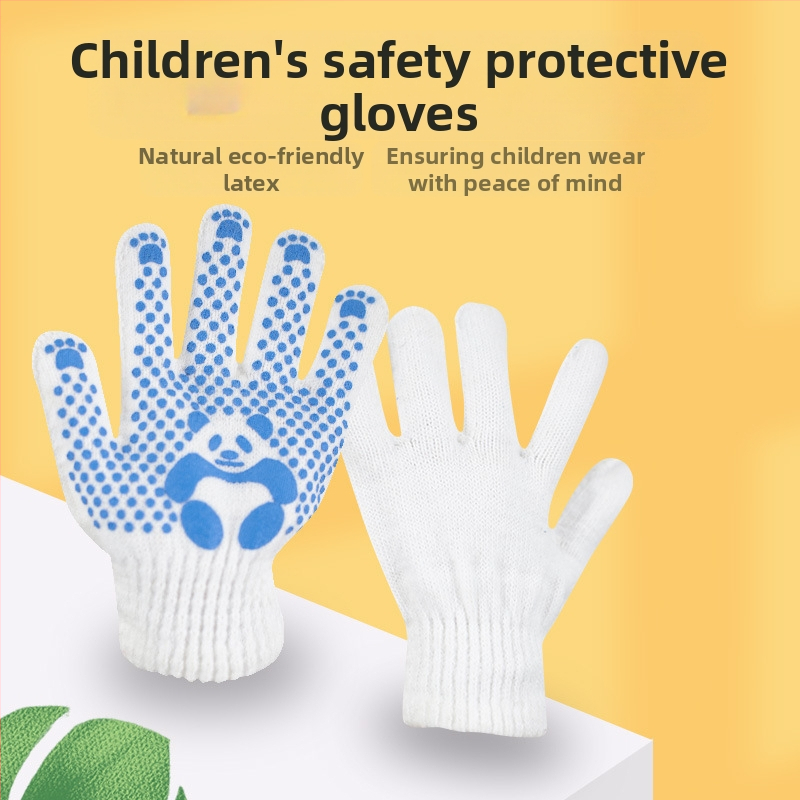 Детски памучни защитни ръкавици, противохлъзгащи, стил карикатура, за градина и лека работа, за деца 3-12 г.