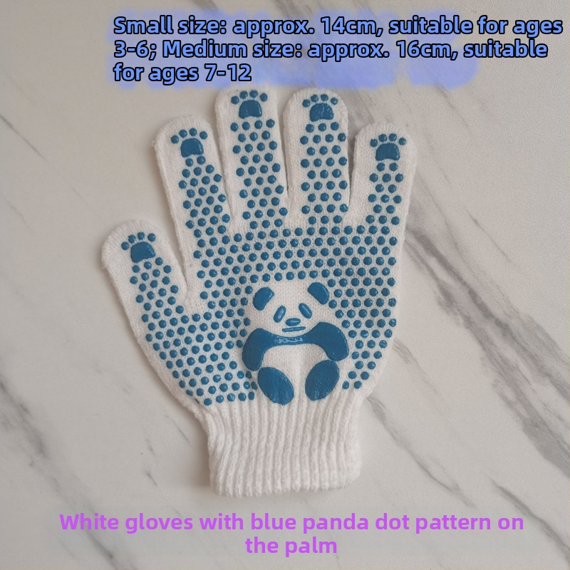 Vaikų medvilninės apsauginės pirštinės, neslystančios, cartoon stiliaus, skirtos sodininkystei ir lengvoms užduotims, amžius 3-12 metų