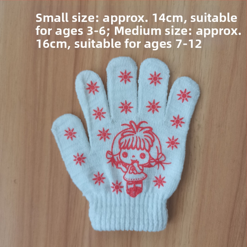 Vaikų medvilninės apsauginės pirštinės, neslystančios, cartoon stiliaus, skirtos sodininkystei ir lengvoms užduotims, amžius 3-12 metų