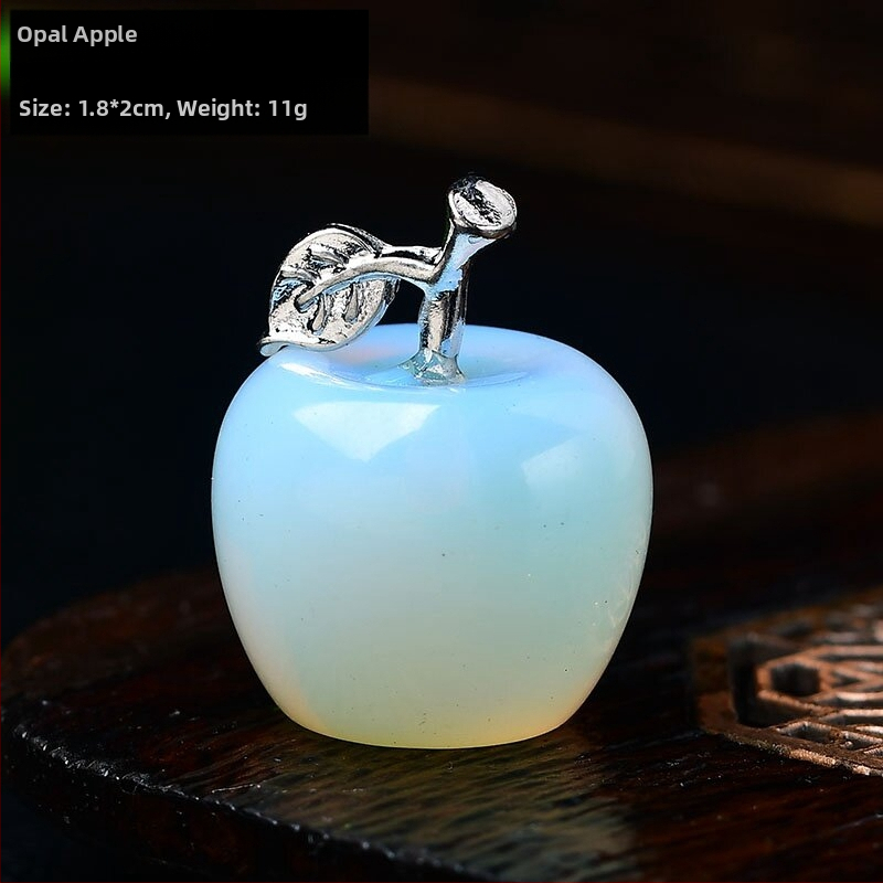 Krištolo obuolio formos akmens dekoracija su plokščią deimantinę bazę, itin plonas stilius, grandininis raštas