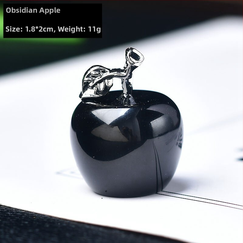 Krištolo obuolio formos akmens dekoracija su plokščią deimantinę bazę, itin plonas stilius, grandininis raštas