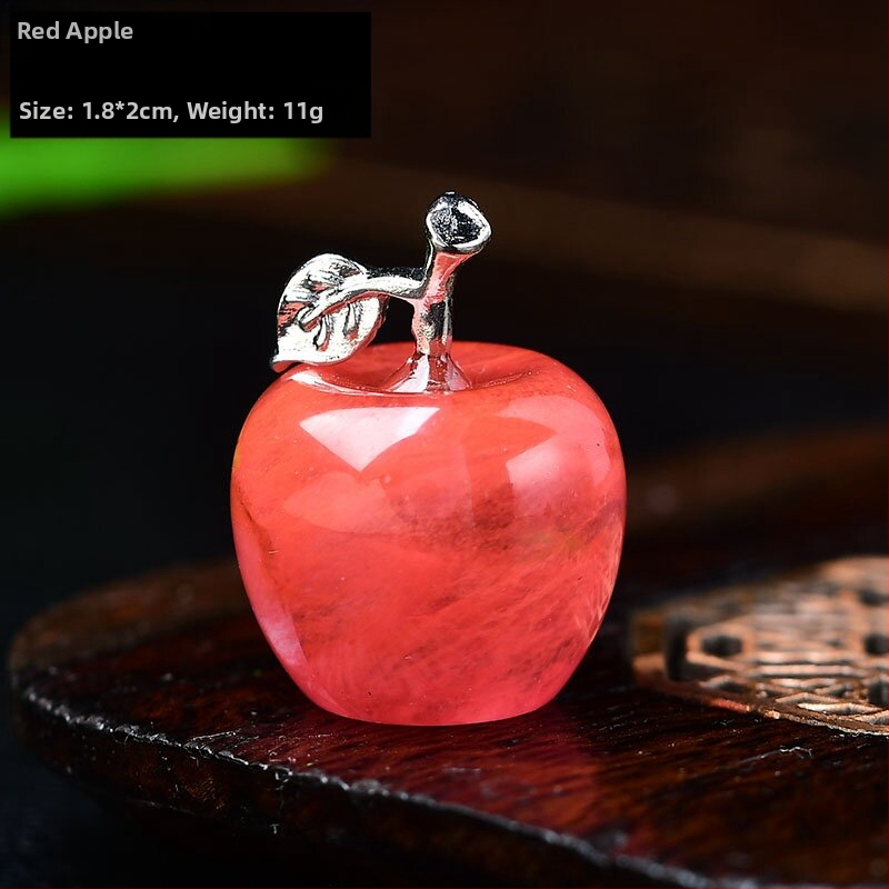 Krištolo obuolio formos akmens dekoracija su plokščią deimantinę bazę, itin plonas stilius, grandininis raštas