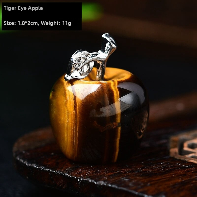 Krištolo obuolio formos akmens dekoracija su plokščią deimantinę bazę, itin plonas stilius, grandininis raštas