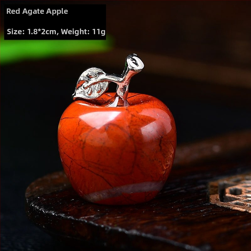 Krištolo obuolio formos akmens dekoracija su plokščią deimantinę bazę, itin plonas stilius, grandininis raštas