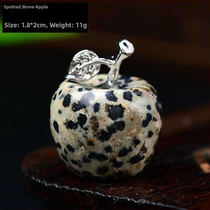 Krištolo obuolio formos akmens dekoracija su plokščią deimantinę bazę, itin plonas stilius, grandininis raštas