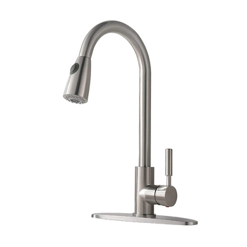 Kihúzható konyhai mosogatócsaptelep, rozsdamentes acélból, brushed felület, kerámiás szeleppel, 20 mm bemenet