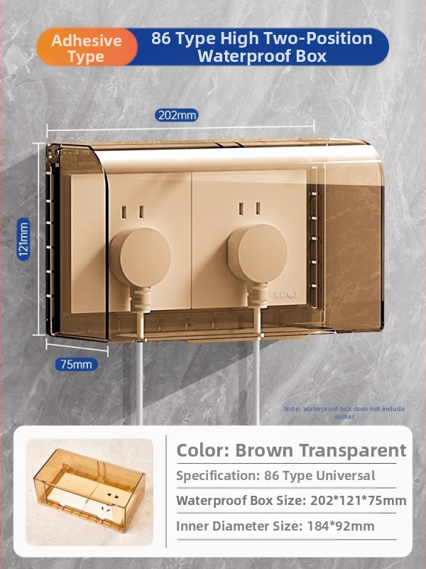 86 tipo jungiklio ir kištuko vandeniui atsparus dangtelis vonios kambariui, skaidrus, lipnus montavimas