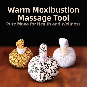 Ruyizhai Здравословна билкова топка от пелин, ароматна тайска масажна топка, топъл моксибустационен пакет, компрес за очи и лице, 100 г