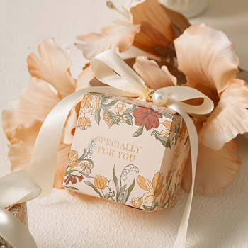 Vestuvinė saldainių dėžutė – Europos gėlių dizainas, popieriaus medžiaga, lengvas prabangos stilius