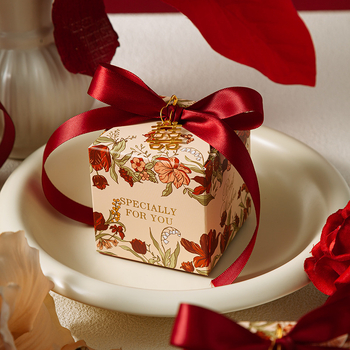 Vestuvinė saldainių dėžutė – Europos gėlių dizainas, popieriaus medžiaga, lengvas prabangos stilius