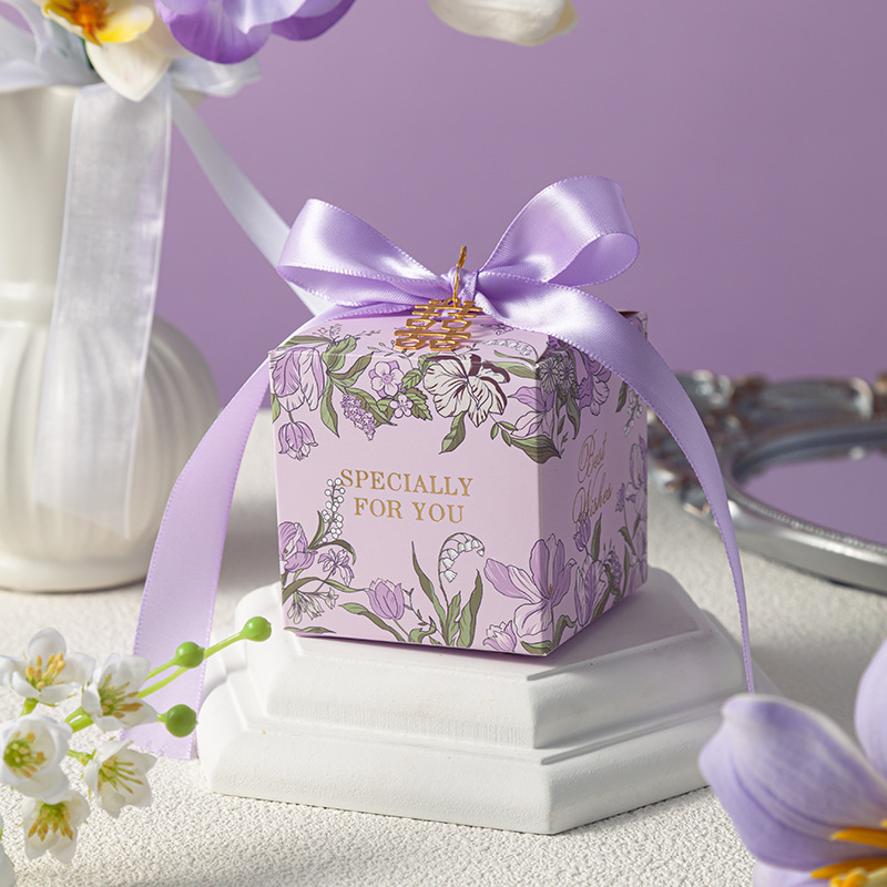 Vestuvinė saldainių dėžutė – Europos gėlių dizainas, popieriaus medžiaga, lengvas prabangos stilius