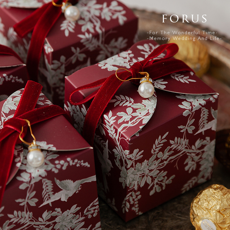 Vestuvinė saldainių dėžutė – Europos gėlių dizainas, popieriaus medžiaga, lengvas prabangos stilius