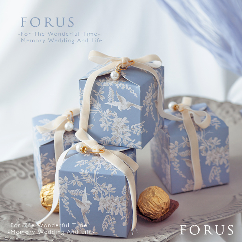 Vestuvinė saldainių dėžutė – Europos gėlių dizainas, popieriaus medžiaga, lengvas prabangos stilius