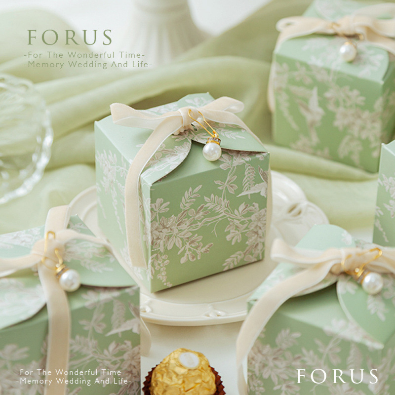 Vestuvinė saldainių dėžutė – Europos gėlių dizainas, popieriaus medžiaga, lengvas prabangos stilius