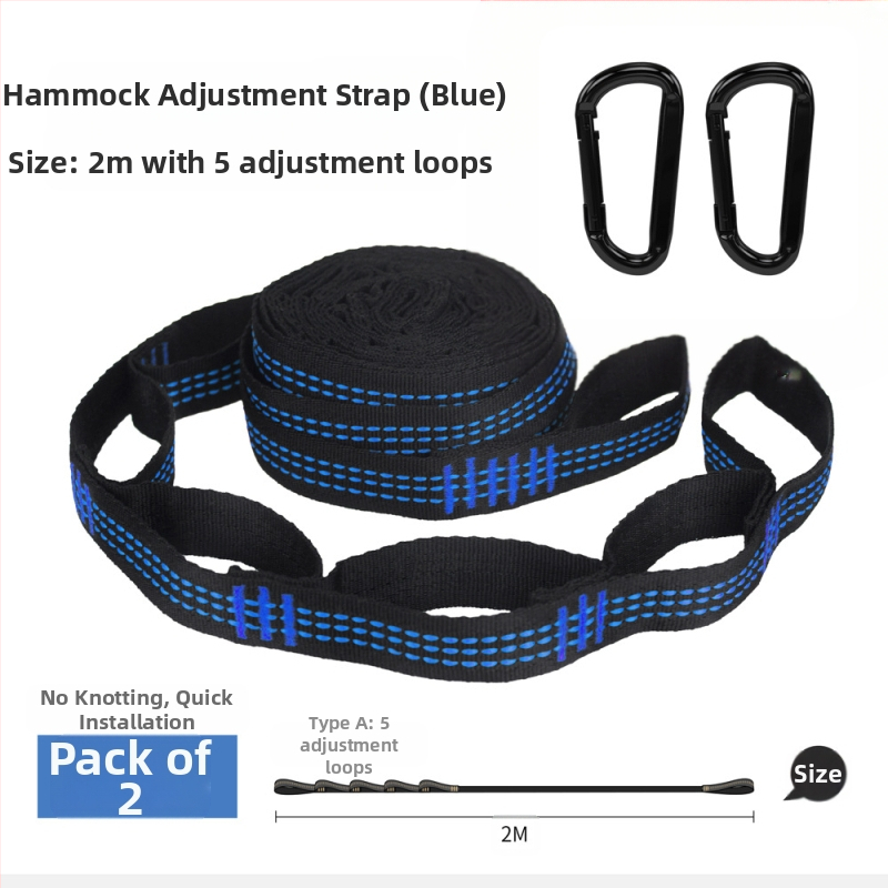 Hamakų diržai - reguliuojami, greitas montavimas, aukštos tvirtumo poliesteris, įtrauktos 2 sagtelės, nešiojami