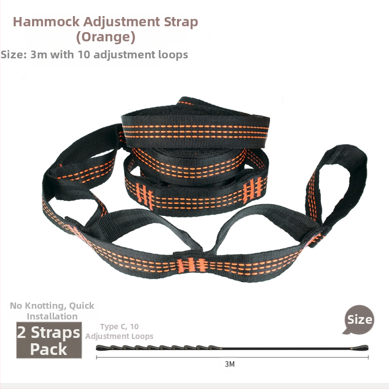 Hamakų diržai - reguliuojami, greitas montavimas, aukštos tvirtumo poliesteris, įtrauktos 2 sagtelės, nešiojami
