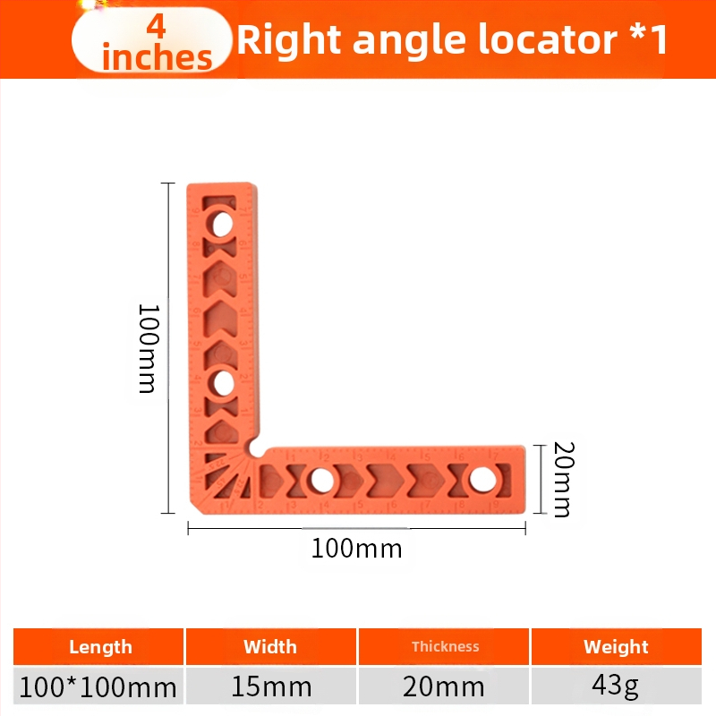90° прав ъгъл линейка за каменни плочи, L-образен пластмасов позициониращ локатор и усилен държач