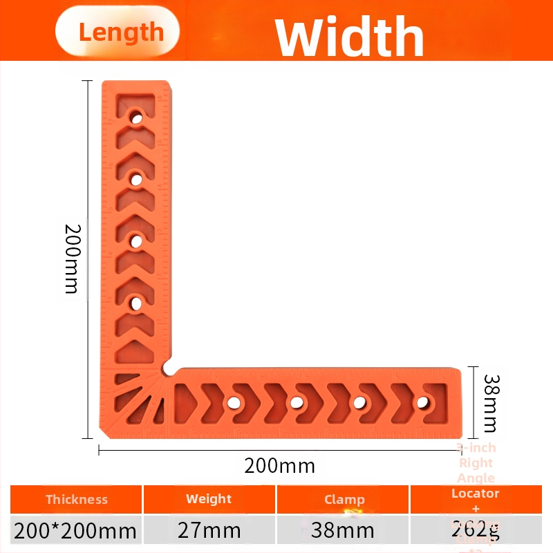 90° прав ъгъл линейка за каменни плочи, L-образен пластмасов позициониращ локатор и усилен държач