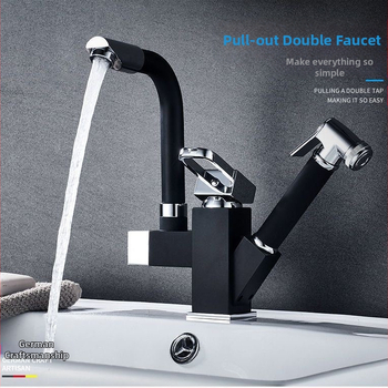 Virtuvės maišytuvas su ištraukiamu antgaliu karštam ir šaltam vandeniui, iš nerūdijančio plieno, keramikinis vožtuvas, montuojamas ant paviršiaus, 35 mm sėdėjimo skersmuo