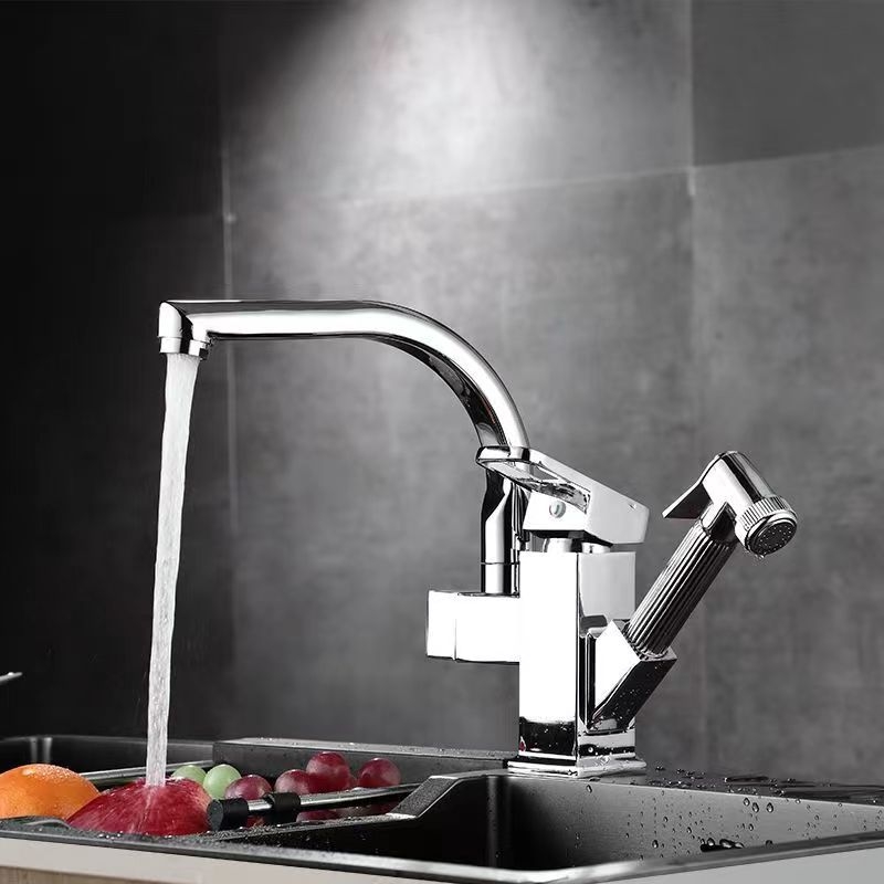 Virtuvės maišytuvas su ištraukiamu antgaliu karštam ir šaltam vandeniui, iš nerūdijančio plieno, keramikinis vožtuvas, montuojamas ant paviršiaus, 35 mm sėdėjimo skersmuo