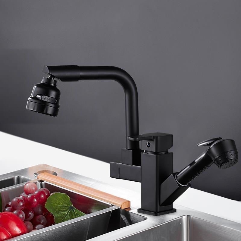 Virtuvės maišytuvas su ištraukiamu antgaliu karštam ir šaltam vandeniui, iš nerūdijančio plieno, keramikinis vožtuvas, montuojamas ant paviršiaus, 35 mm sėdėjimo skersmuo