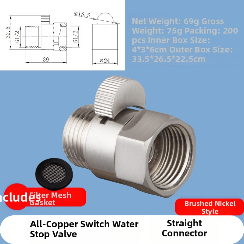 JF360 Mesing ravni i kutni ventil za WC sprej — navoj, Ø20 mm, 1,6 MPa