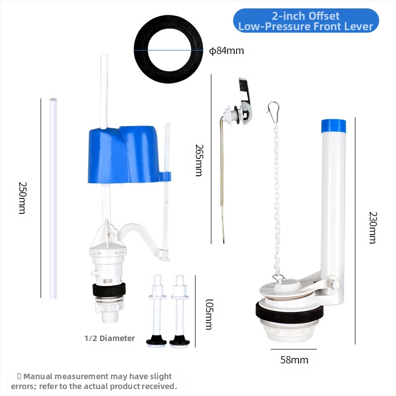 Разделен входен воден клапан за тоалетна касета – PP материал, режим на работа: предно издърпване и горно натискане, санитарна част